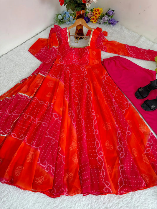 Georgette chiffon Gown Fox Set