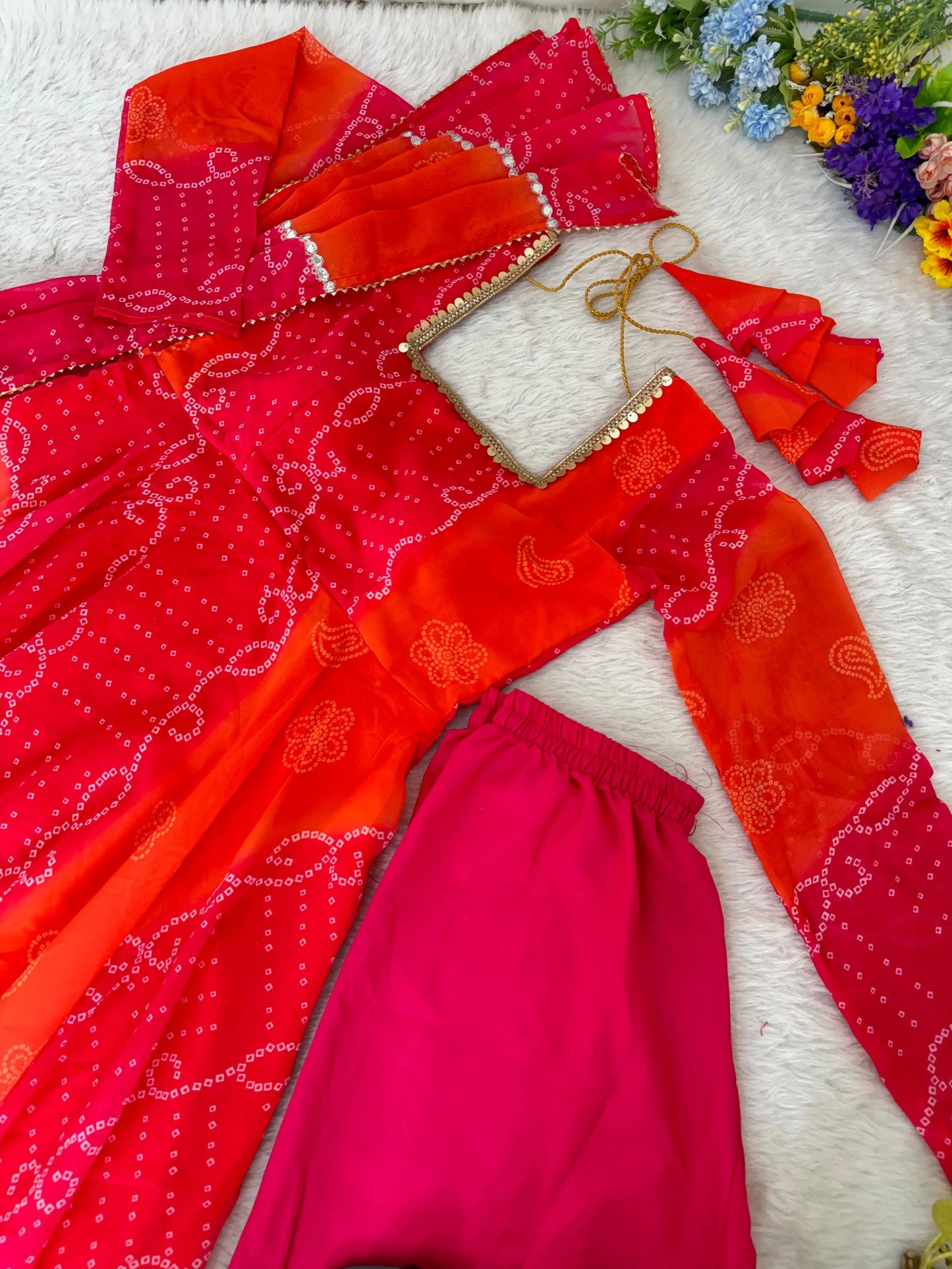Georgette chiffon Gown Fox Set