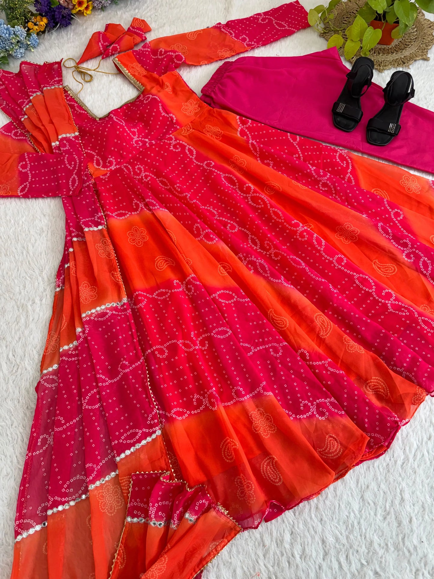 Georgette chiffon Gown Fox Set