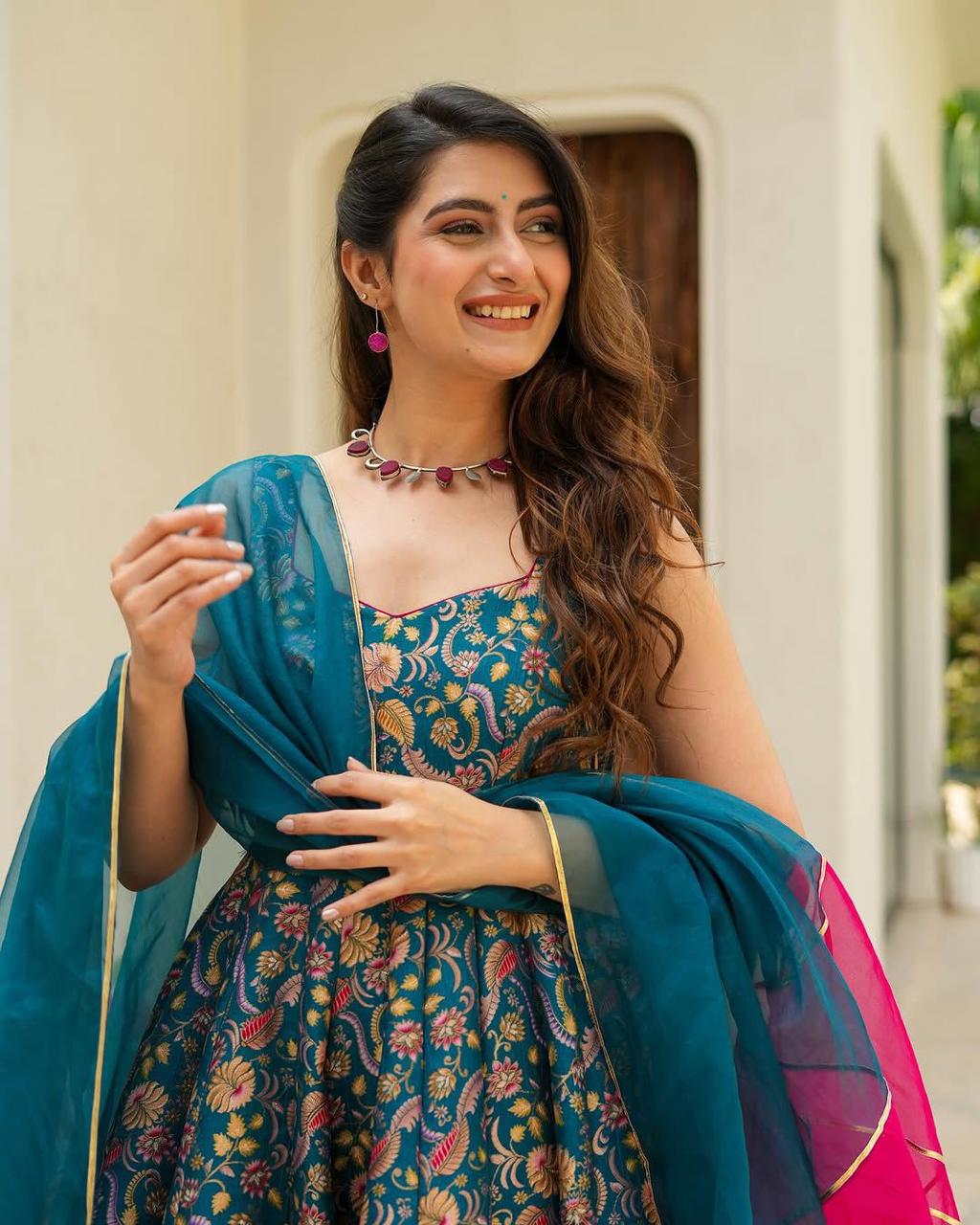 Gold Embroidered Anarkali Gown  Festive Ethnic Wear