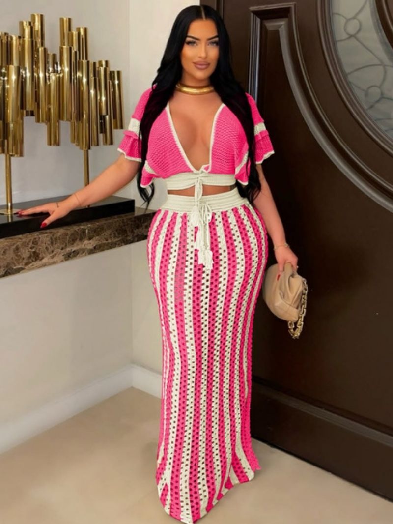 Handmade Crochet Two-Piece Set for Women  Summer Beach Outfit