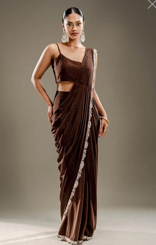 Heavy Chinon Ready to Wear Saree with Full Koti