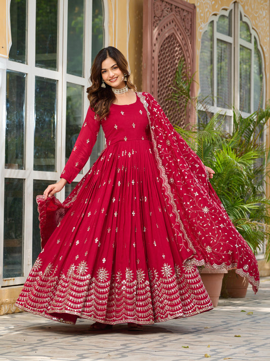 Heavy Embroidered Anarkali Suit Set with Dupatta