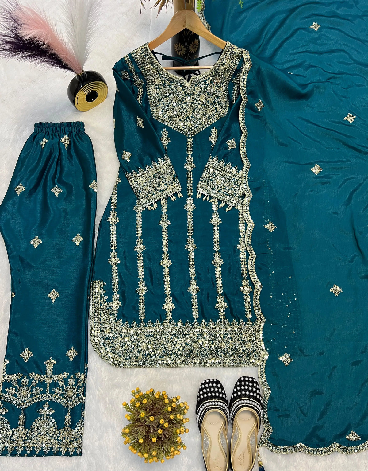 Heavy Embroidered Suit Set for Women