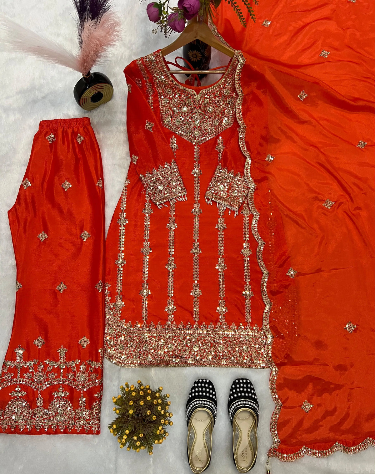 Heavy Embroidered Suit Set for Women
