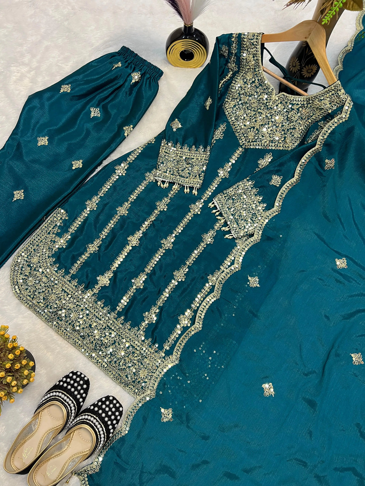 Heavy Embroidered Suit Set for Women