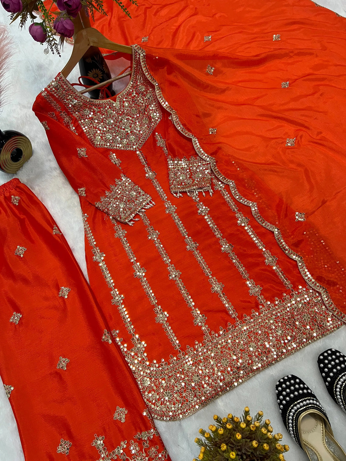 Heavy Embroidered Suit Set for Women