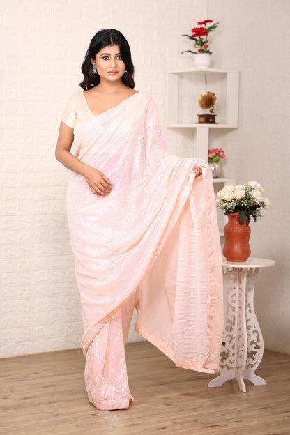 Heavy Georgette Pink Saree for Party Collection