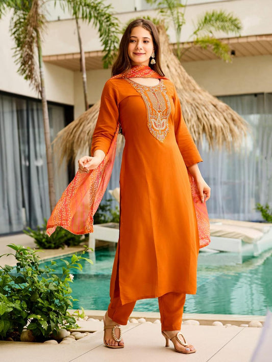 Heavy Reyon Kurta Set with Dupatta for Women