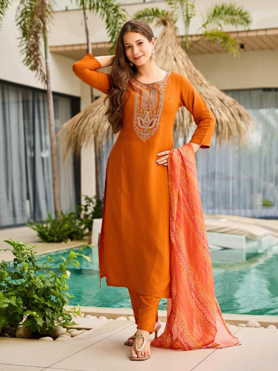 Heavy Reyon Kurta Set with Dupatta for Women