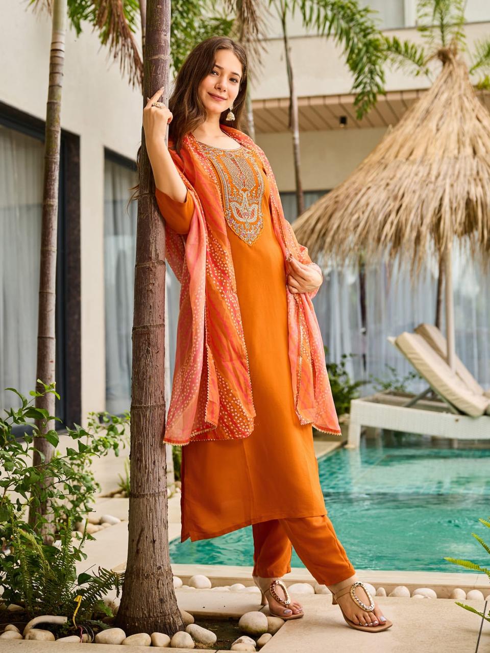 Heavy Reyon Kurta Set with Dupatta for Women