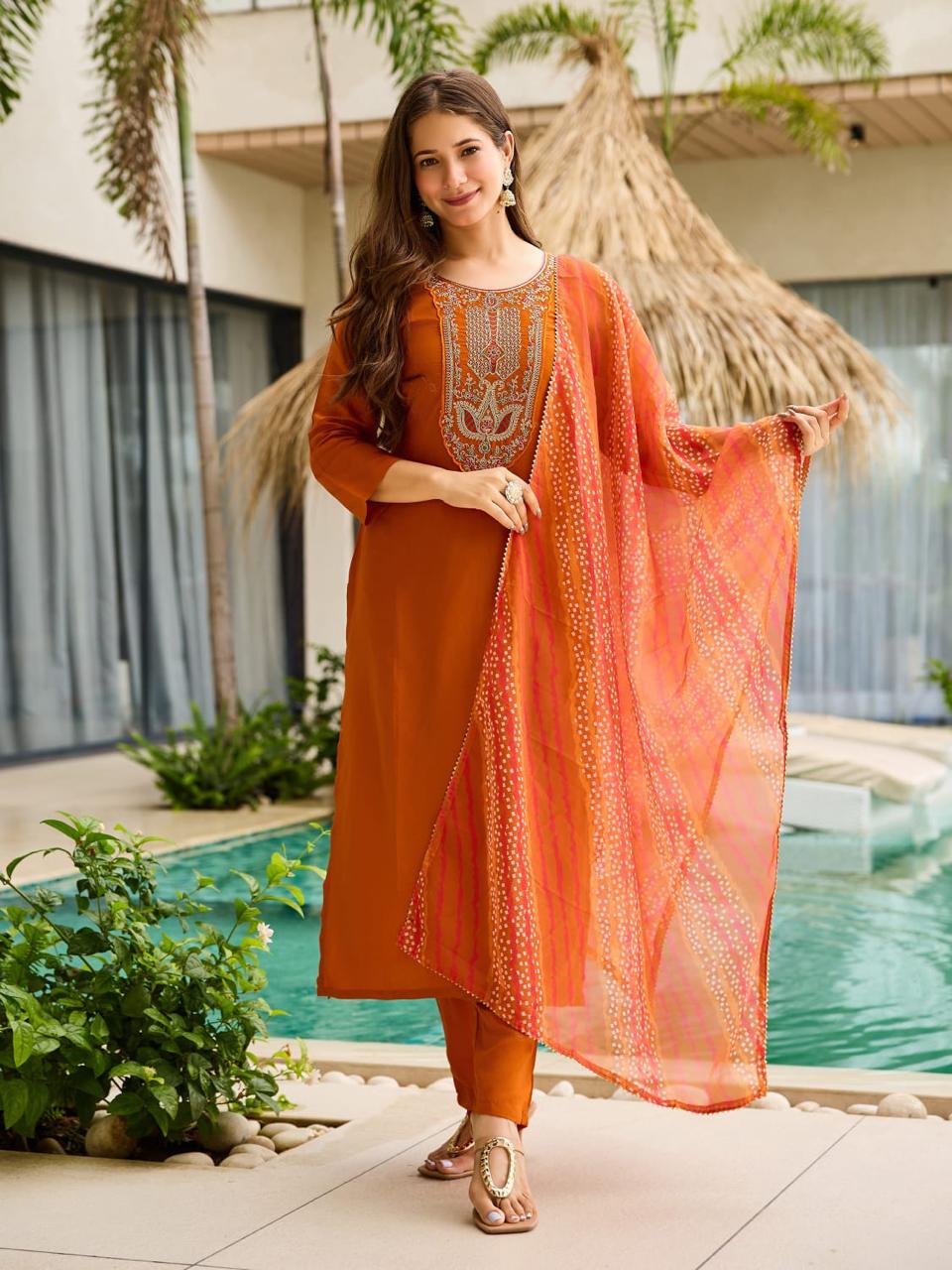 Heavy Reyon Kurta Set with Dupatta for Women