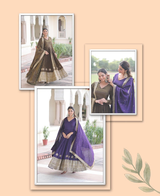 Heritage Gold Border Anarkali