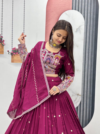 Heritage Motif Embroidered Lehenga Choli with Dupatta