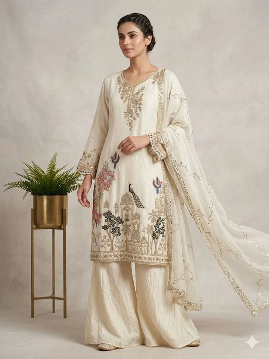 Ivory Heritage Embroidered Kurta Set