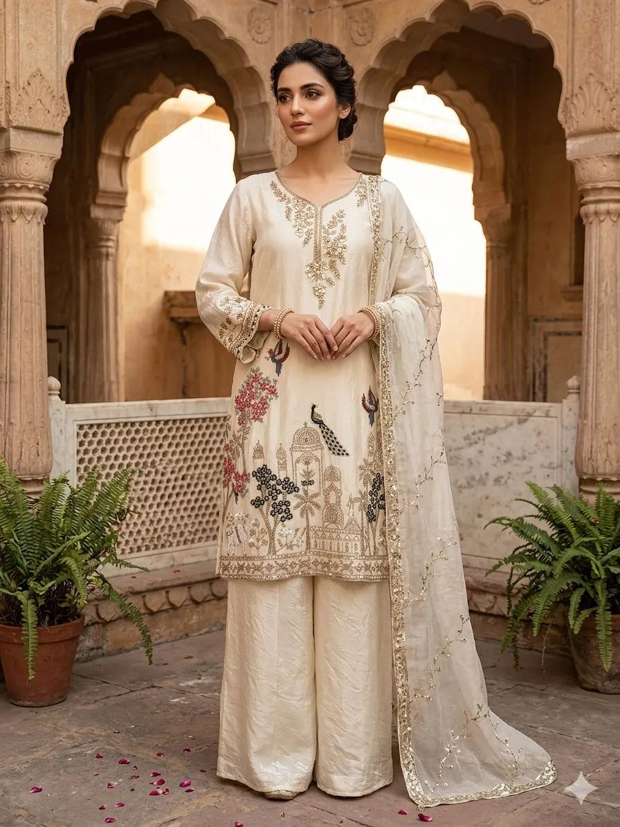 Ivory Heritage Embroidered Kurta Set