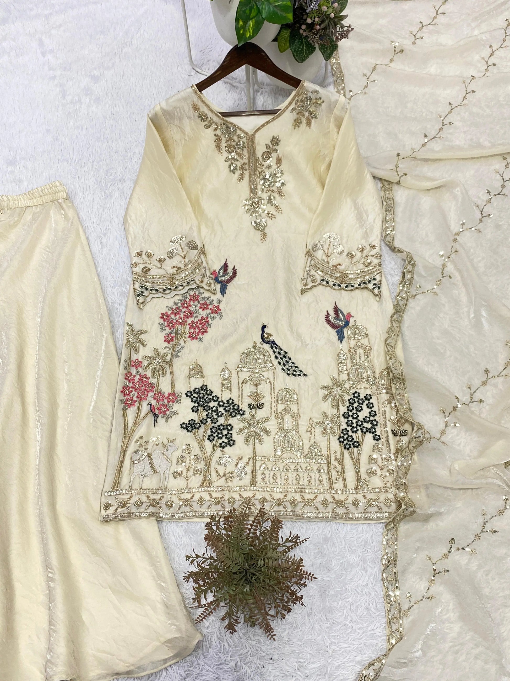 Ivory Heritage Embroidered Kurta Set