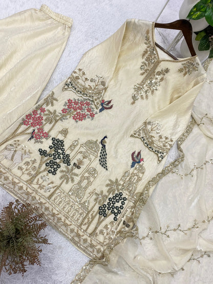 Ivory Heritage Embroidered Kurta Set