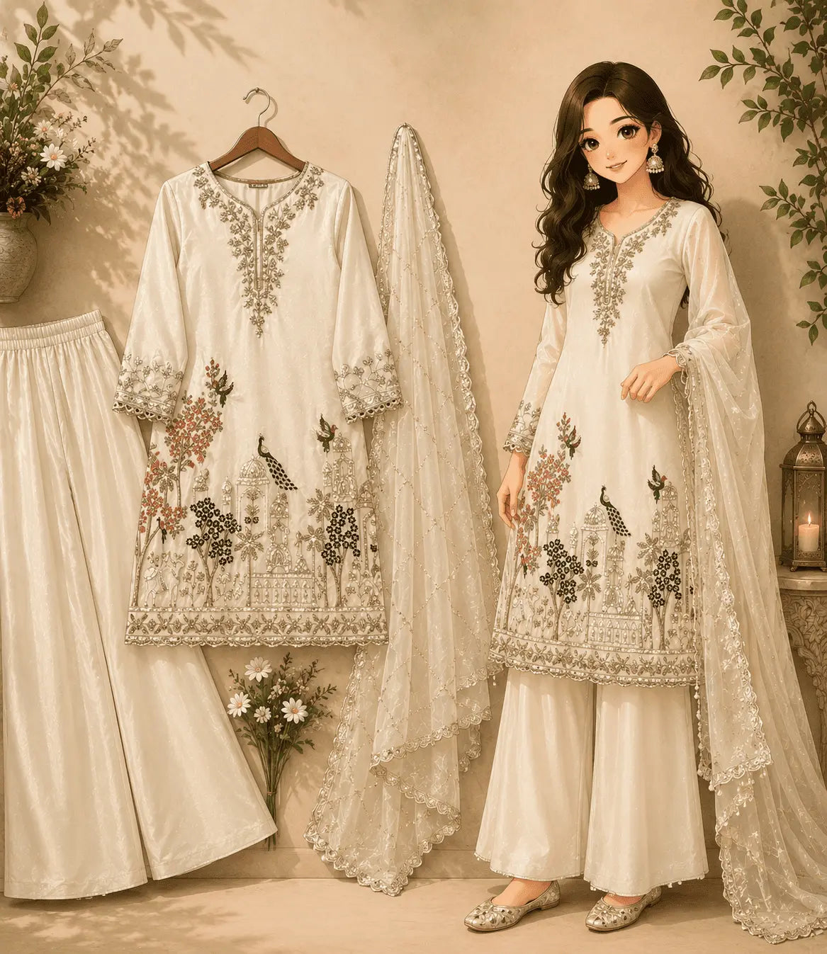 Ivory Heritage Embroidered Kurta Set
