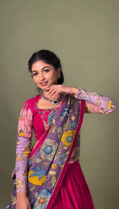 Kalamkari Cotton Lehenga Choli Set for Festive Occasions