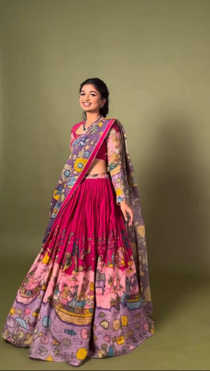 Kalamkari Cotton Lehenga Choli Set for Festive Occasions