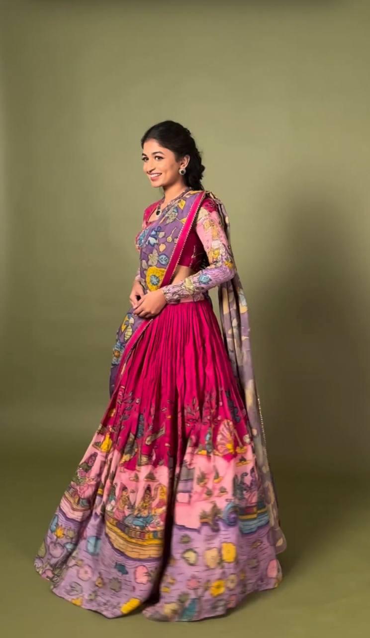 Kalamkari Cotton Lehenga Choli Set for Festive Occasions
