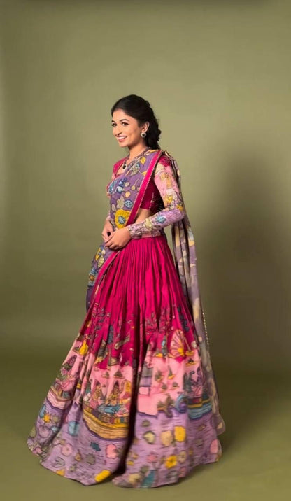 Kalamkari Cotton Lehenga Choli Set for Festive Occasions