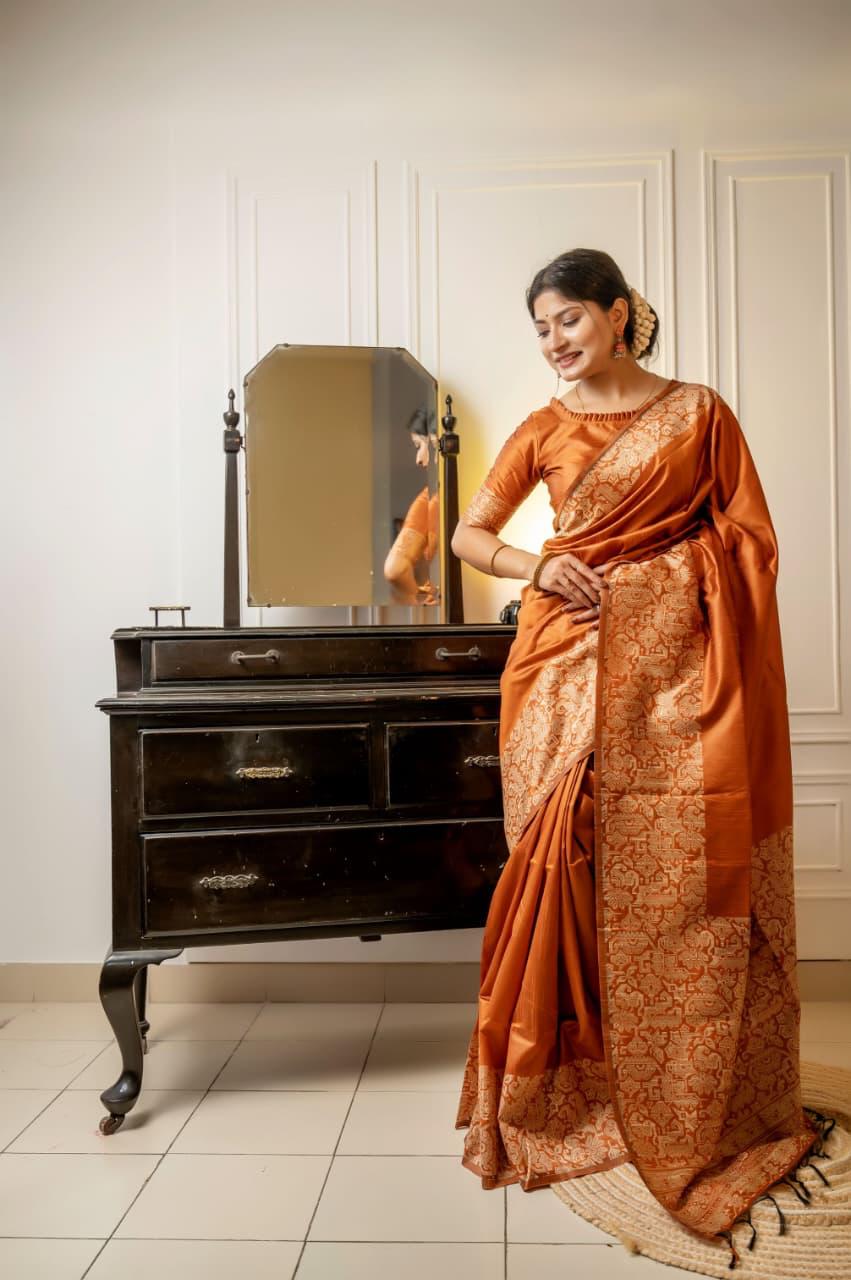 Kalamkari Handloom Raw Silk Saree for Wedding & Festive