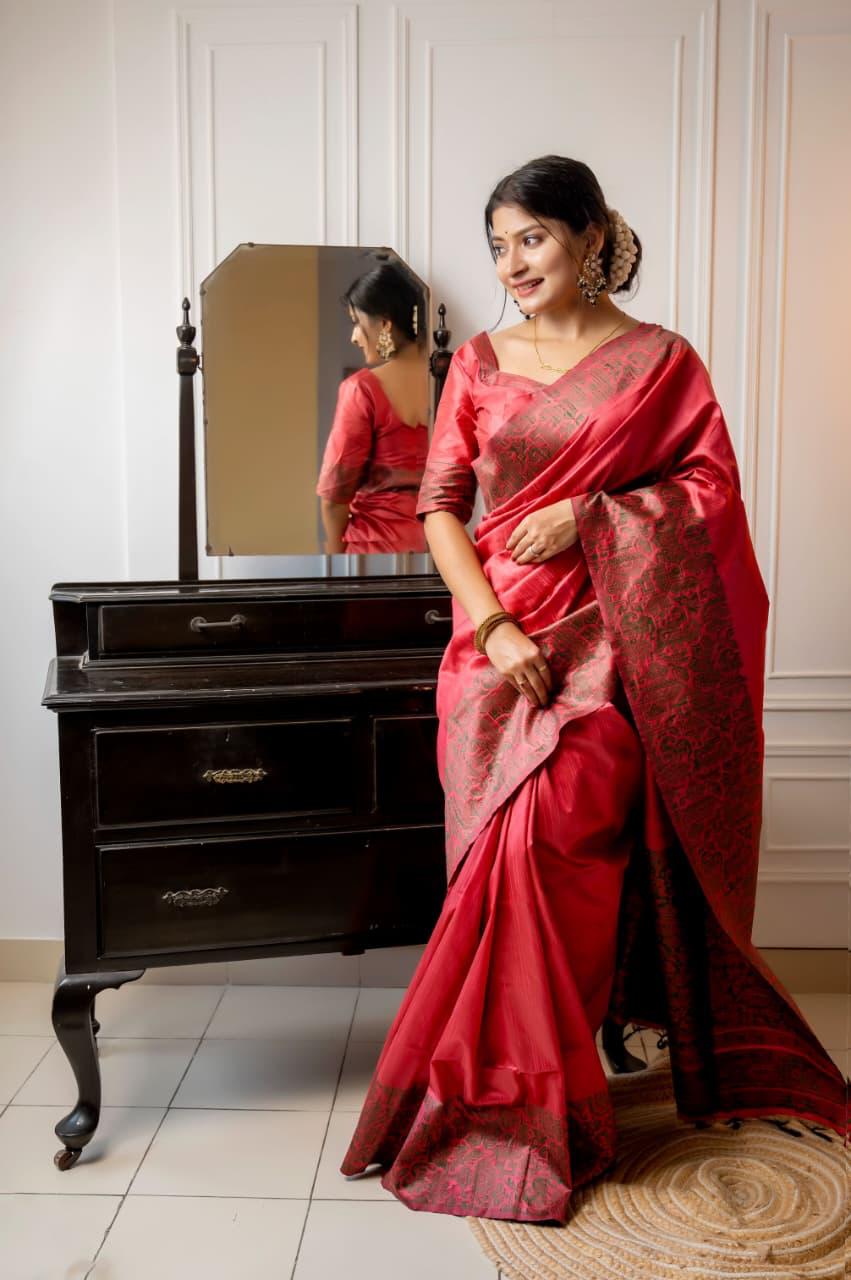 Kalamkari Handloom Raw Silk Saree for Wedding & Festive