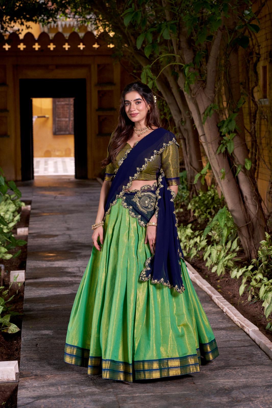 Kanchipuram Silk Lehenga Set with Embroidered Dupatta