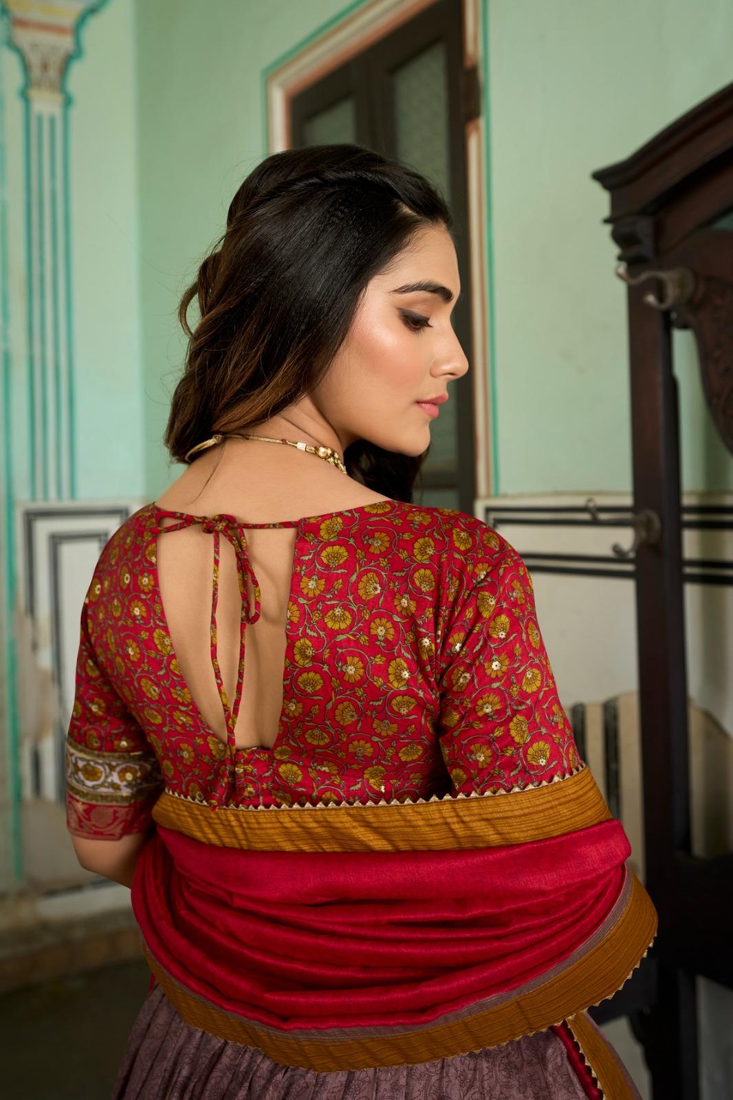 Kashmiri Print Tasar Lehenga Choli for Women