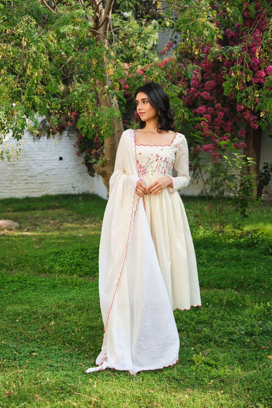 Khadi Cotton Kurta Pant Set with Dupatta for Women