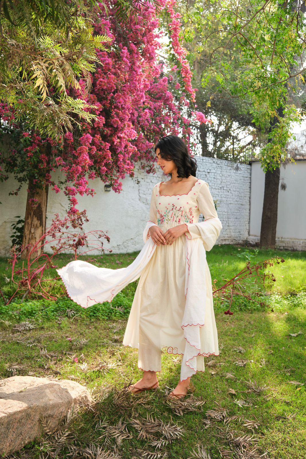 Khadi Cotton Kurta Pant Set with Dupatta for Women