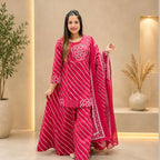 Kurti with Full Flair Palazzo & Dupatta