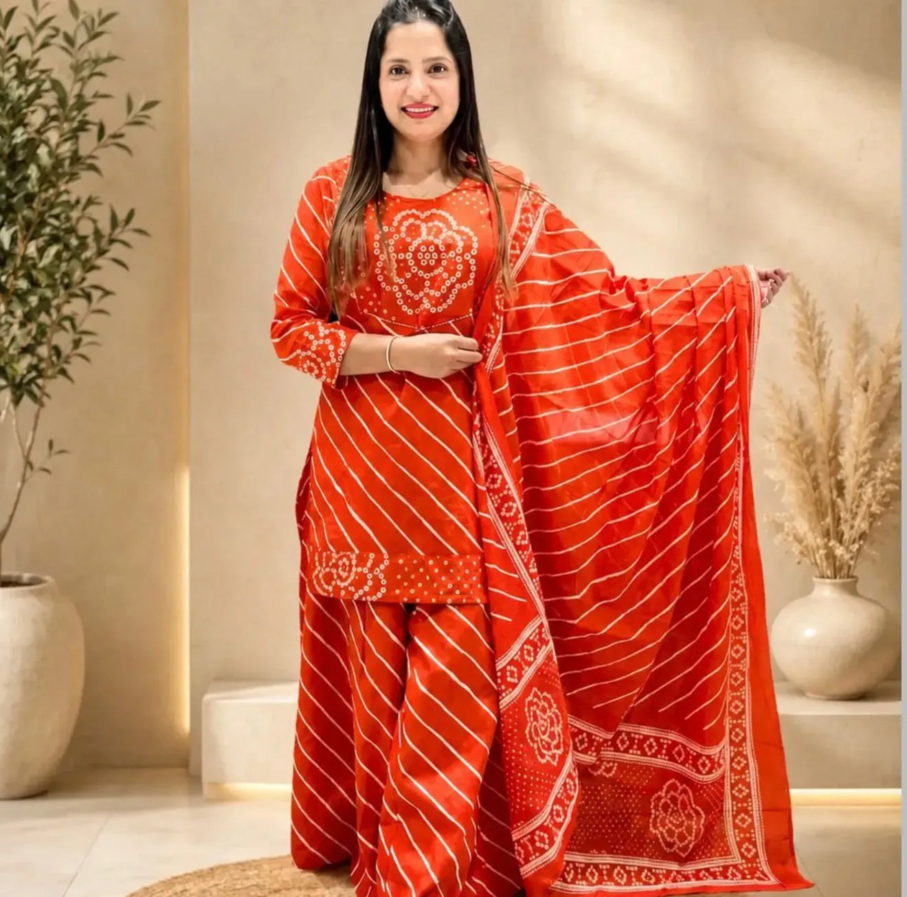 Kurti with Full Flair Palazzo & Dupatta