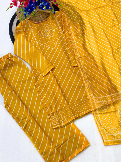 Kurti with Full Flair Palazzo & Dupatta