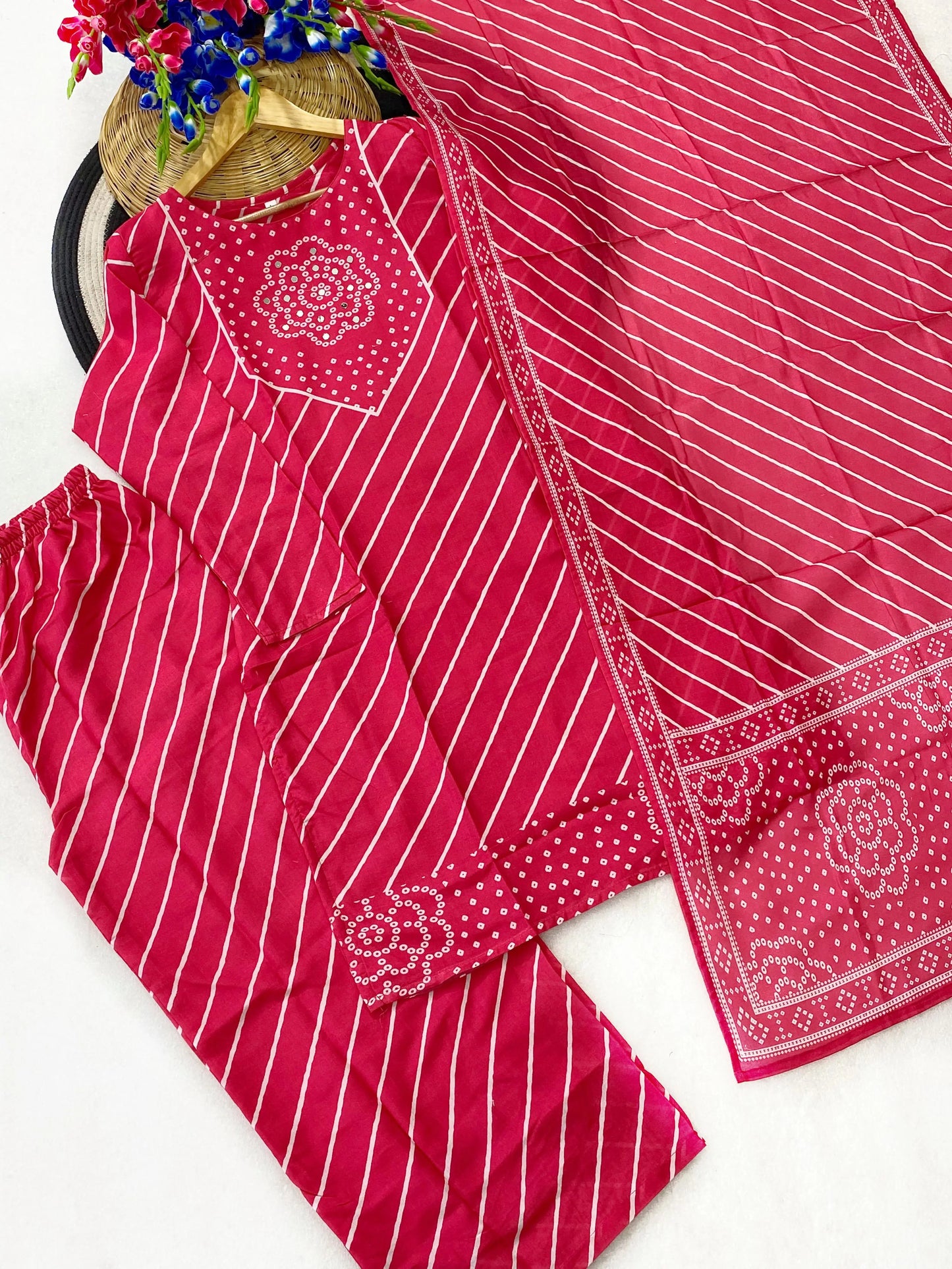 Kurti with Full Flair Palazzo & Dupatta