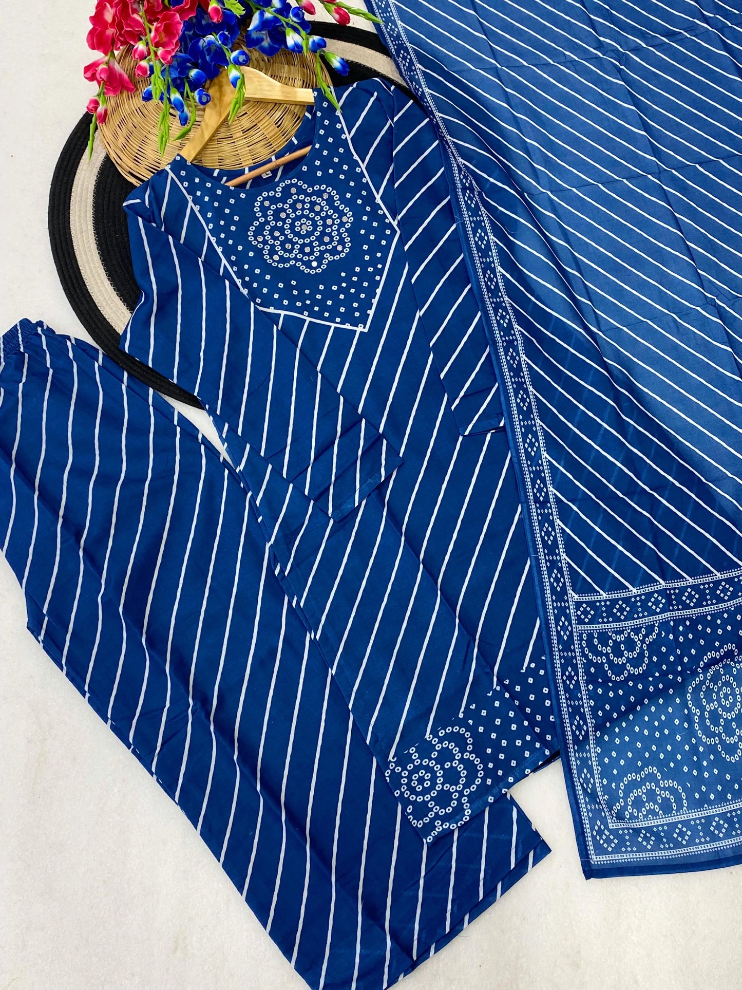 Kurti with Full Flair Palazzo & Dupatta