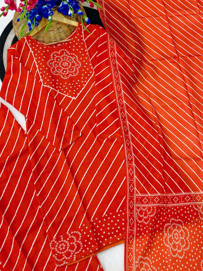 Kurti with Full Flair Palazzo & Dupatta
