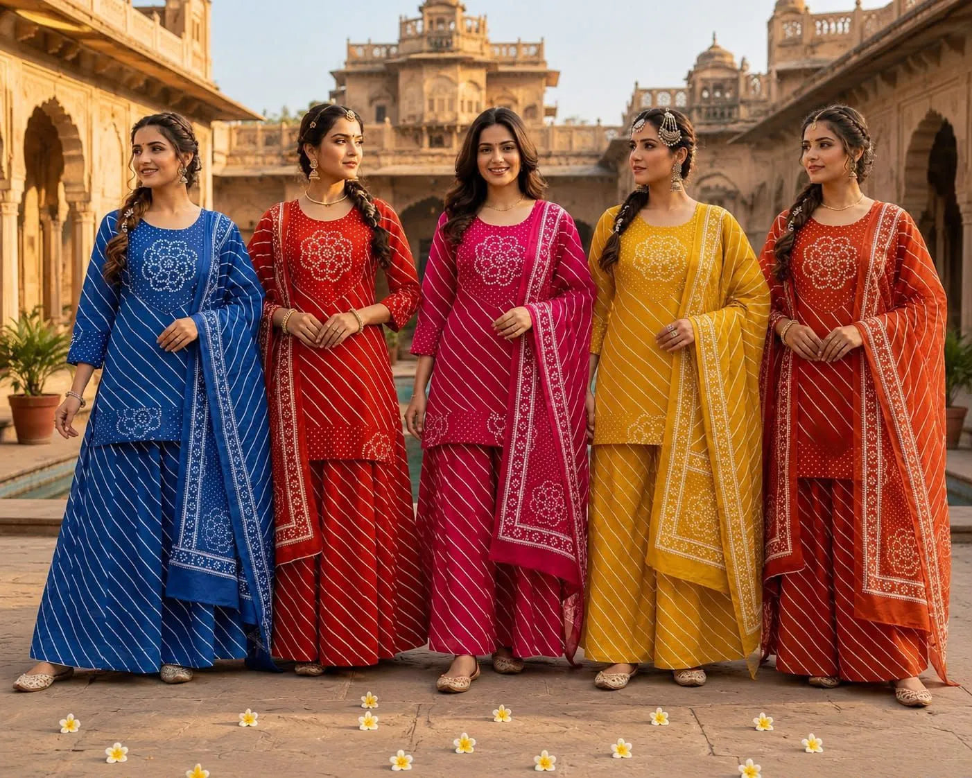 Kurti with Full Flair Palazzo & Dupatta
