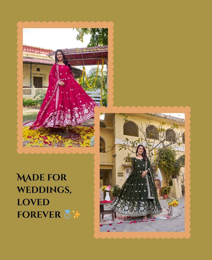 Long Embroidered Gown Set