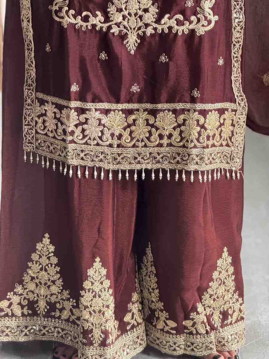 Maroon Embroidered Suit Set for Festive & Party Wear