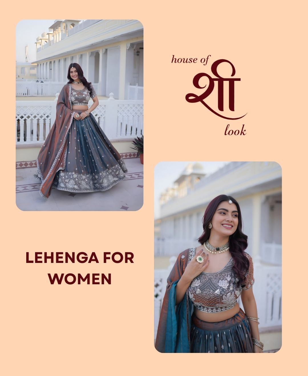 Midnight Teal Embroidered Lehenga Set