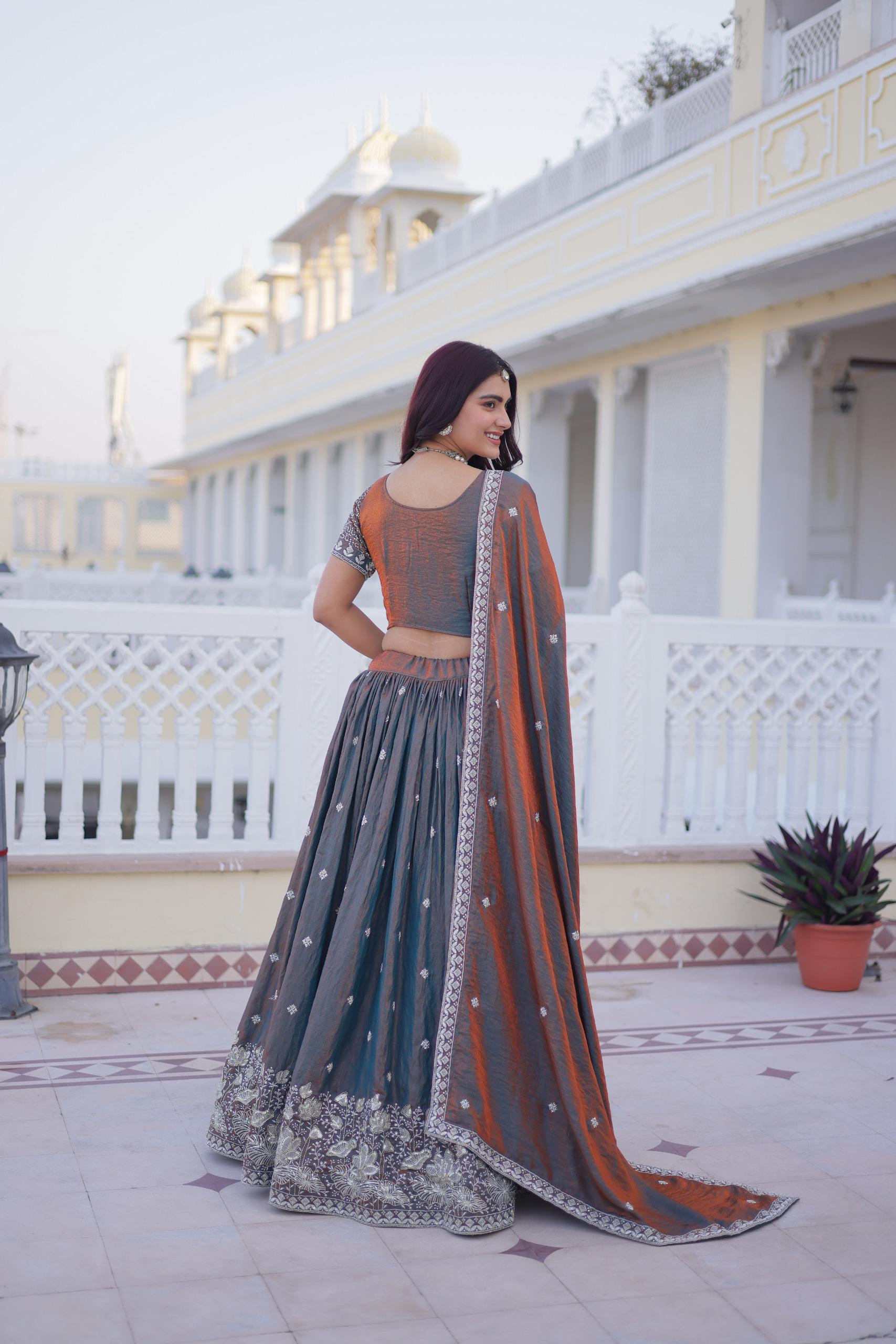 Midnight Teal Embroidered Lehenga Set