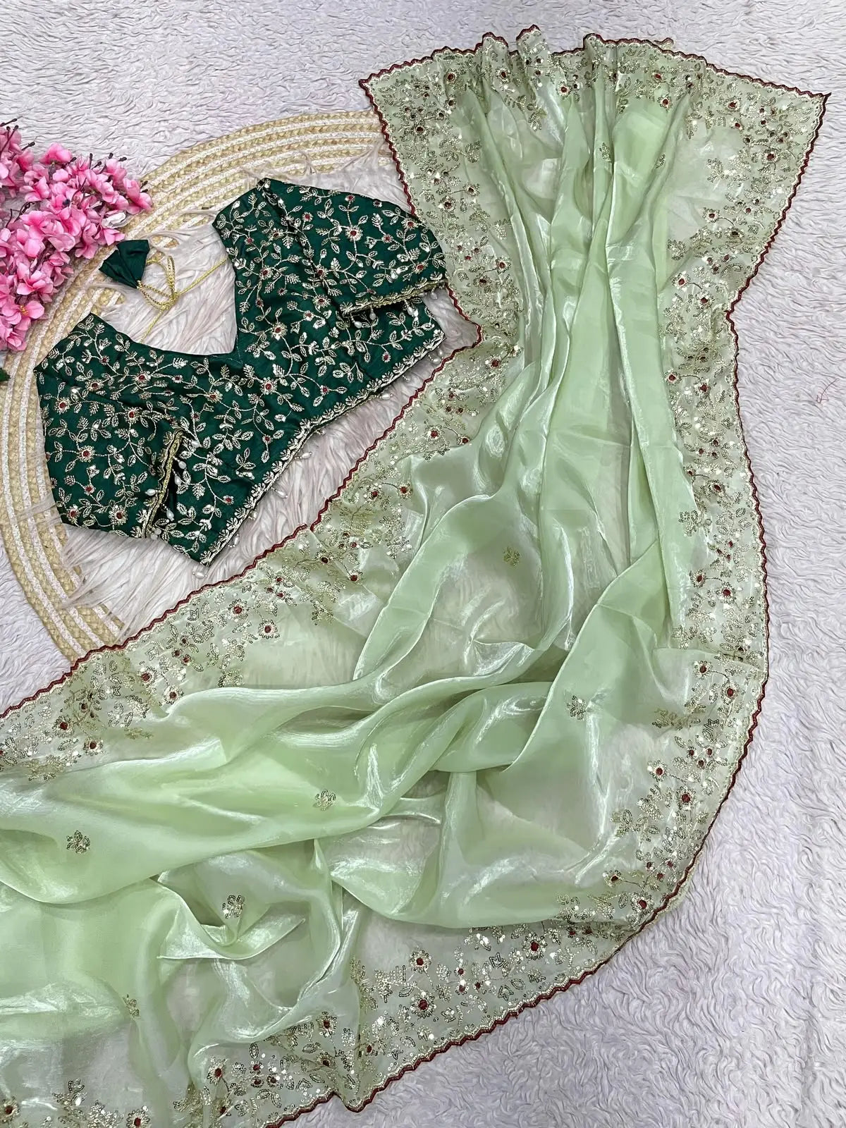 Mono Bangalori Fully Stitched Saree