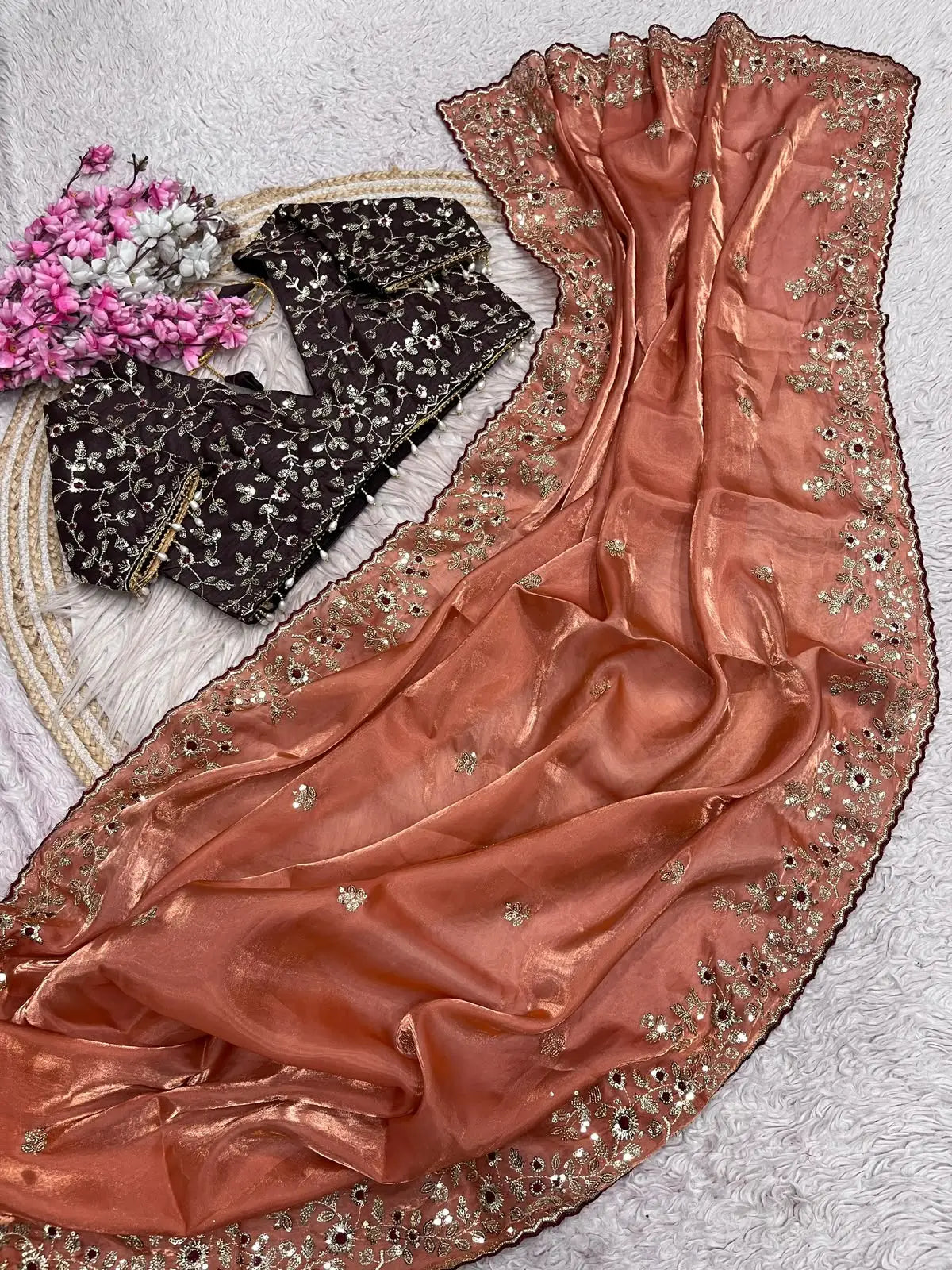 Mono Bangalori Fully Stitched Saree