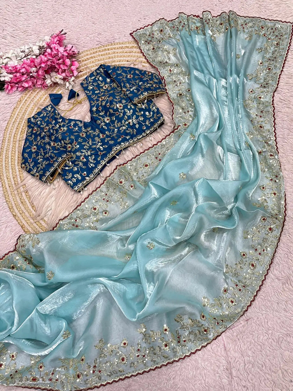 Mono Bangalori Fully Stitched Saree