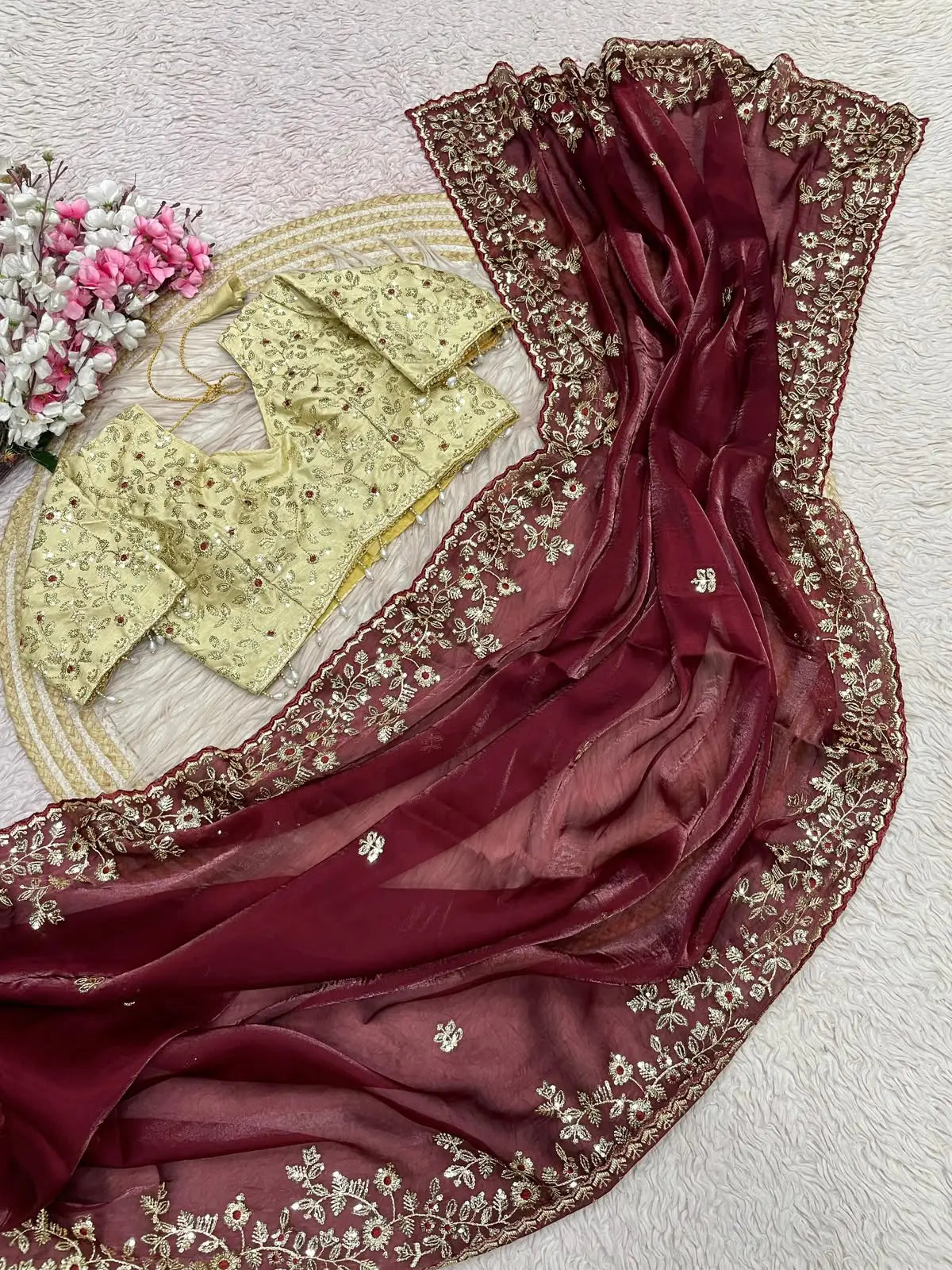 Mono Bangalori Fully Stitched Saree