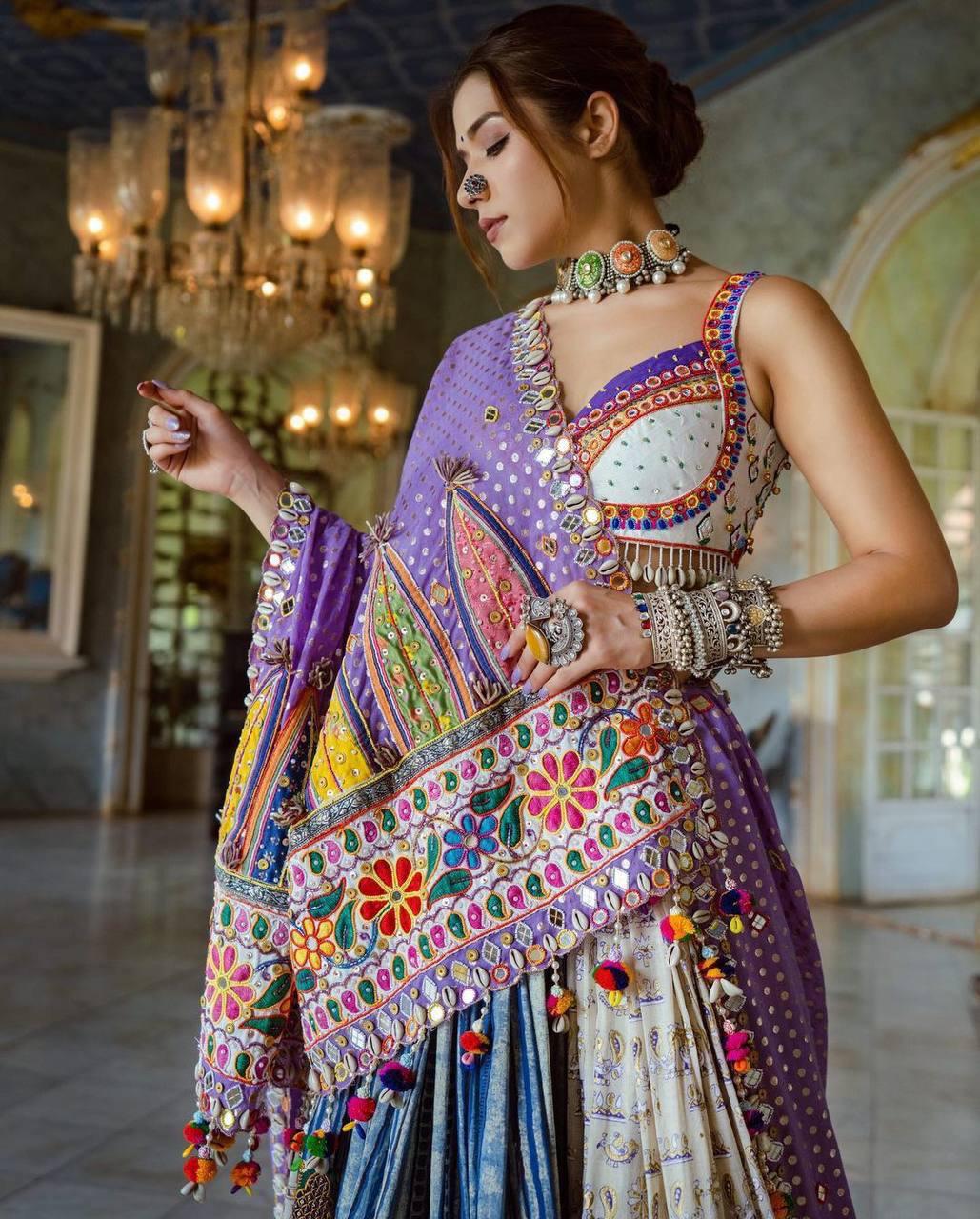 Multi-Panel Traditional Lehenga with Mirror Work Dupatta