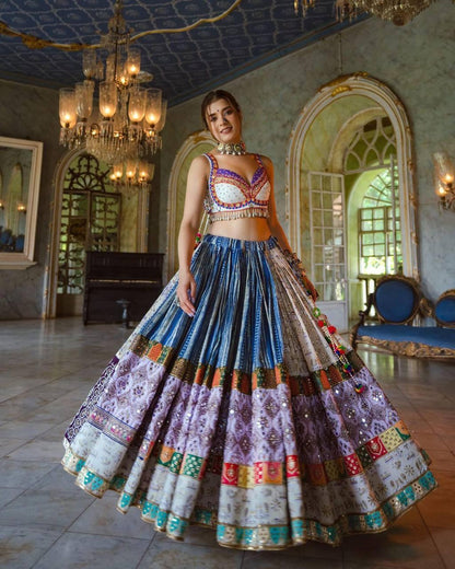 Multi-Panel Traditional Lehenga with Mirror Work Dupatta
